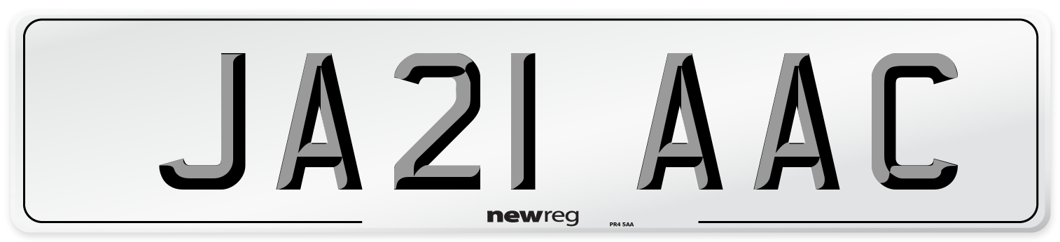 JA21 AAC Front Number Plate