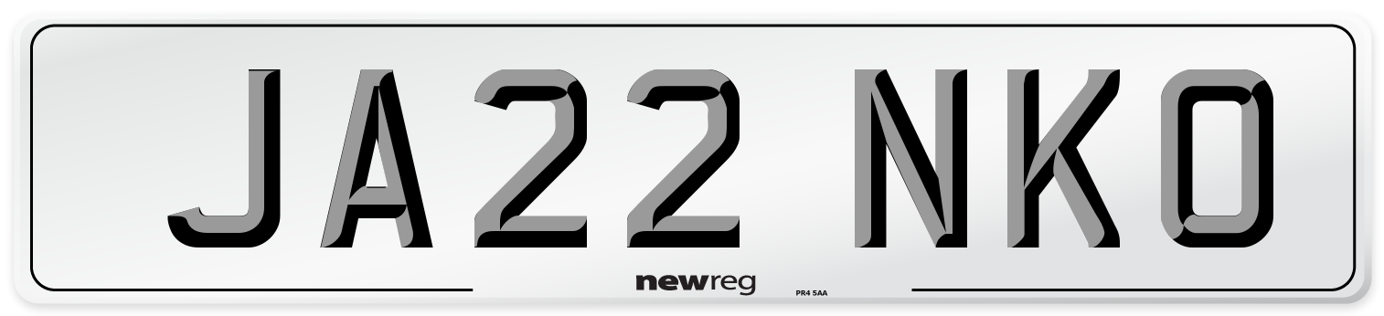 JA22 NKO Front Number Plate