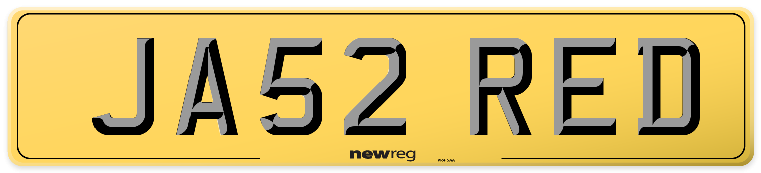 JA52 RED Rear Number Plate