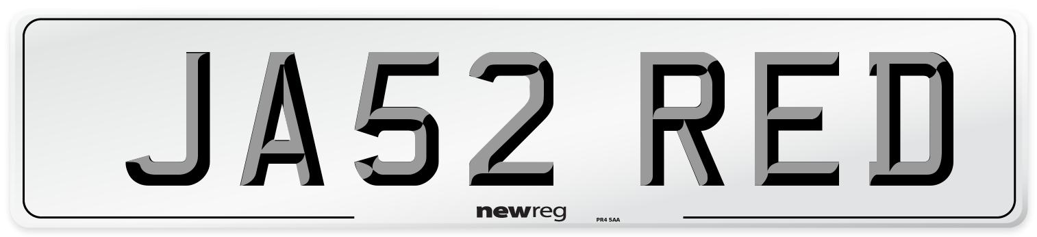 JA52 RED Front Number Plate