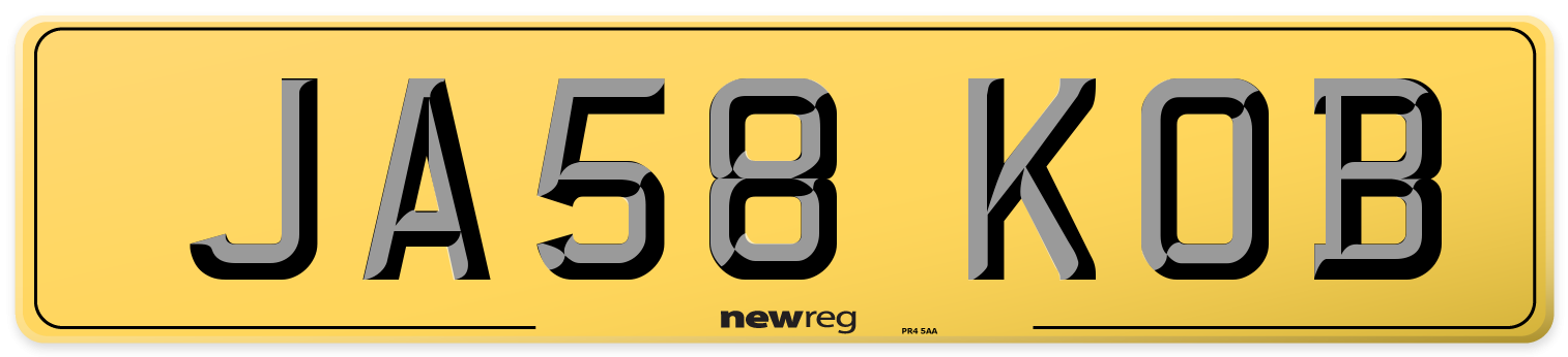 JA58 KOB Rear Number Plate
