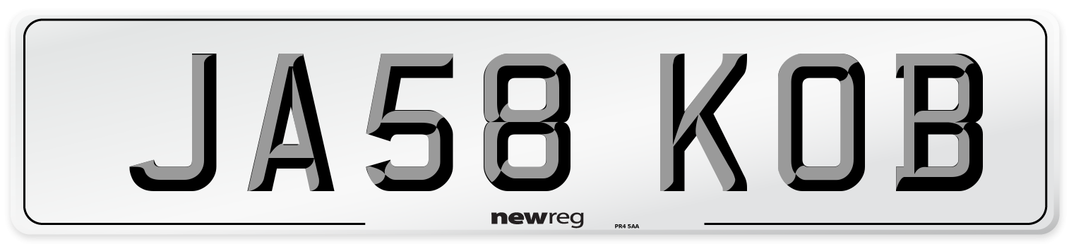 JA58 KOB Front Number Plate
