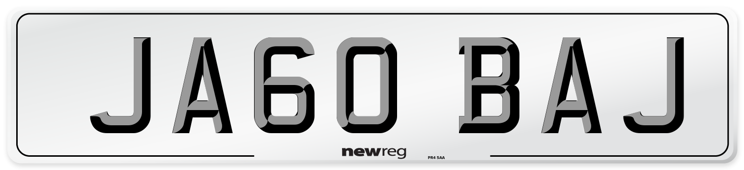 JA60 BAJ Front Number Plate