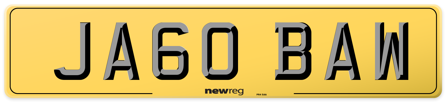 JA60 BAW Rear Number Plate