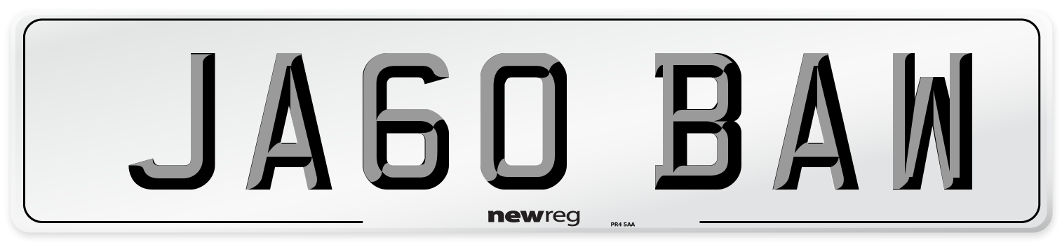 JA60 BAW Front Number Plate