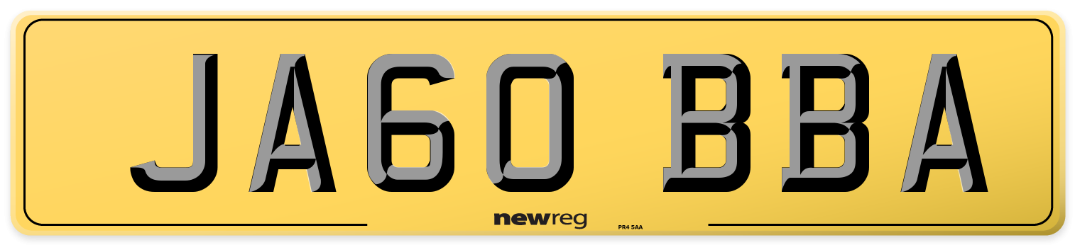 JA60 BBA Rear Number Plate