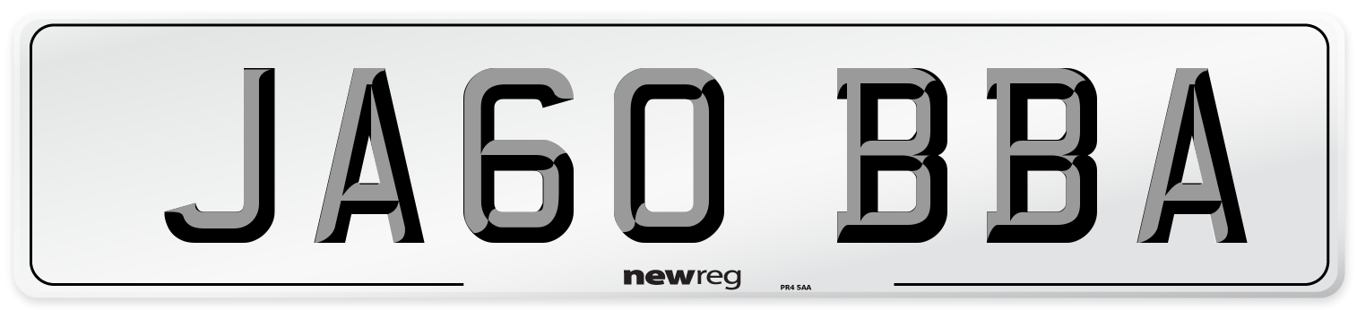 JA60 BBA Front Number Plate