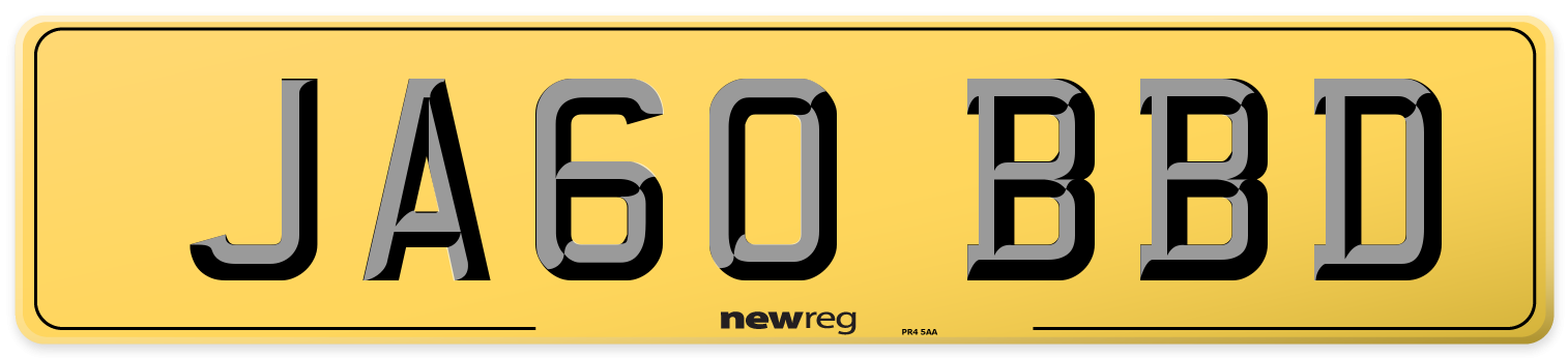 JA60 BBD Rear Number Plate