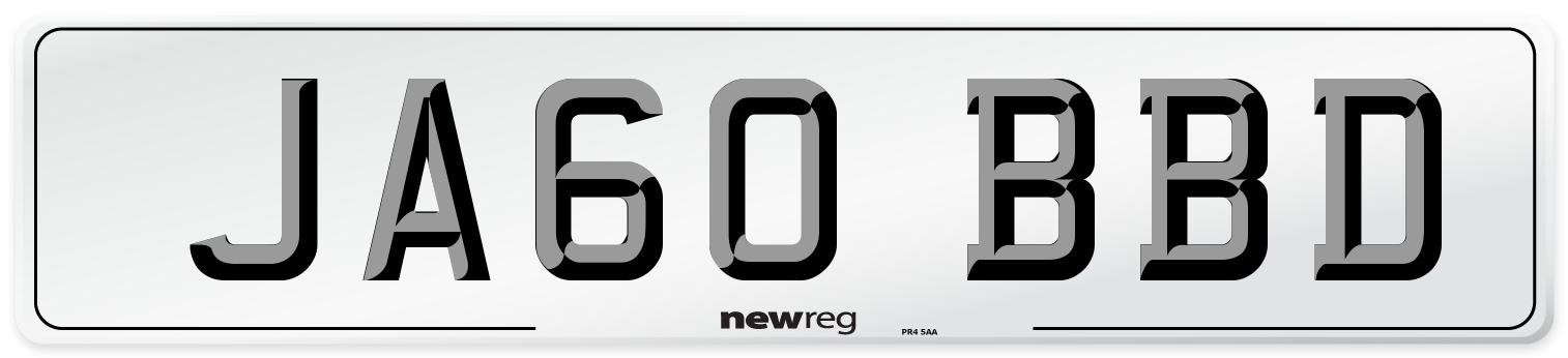 JA60 BBD Front Number Plate