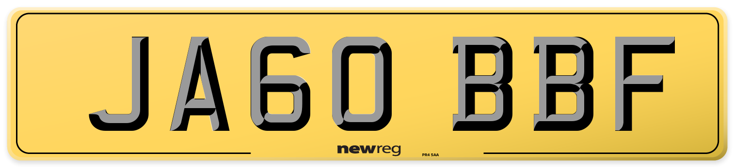JA60 BBF Rear Number Plate