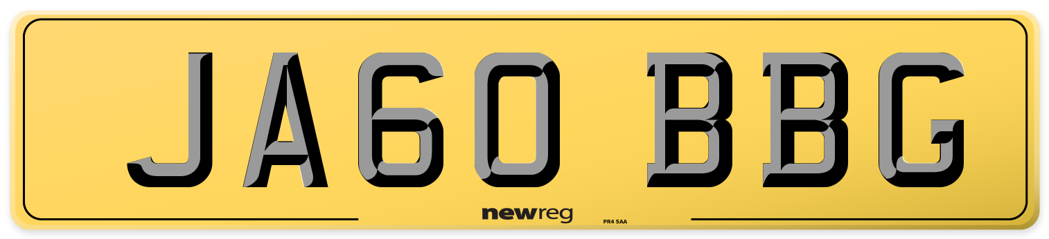 JA60 BBG Rear Number Plate