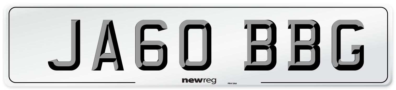 JA60 BBG Front Number Plate