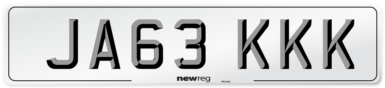 JA63 KKK Front Number Plate