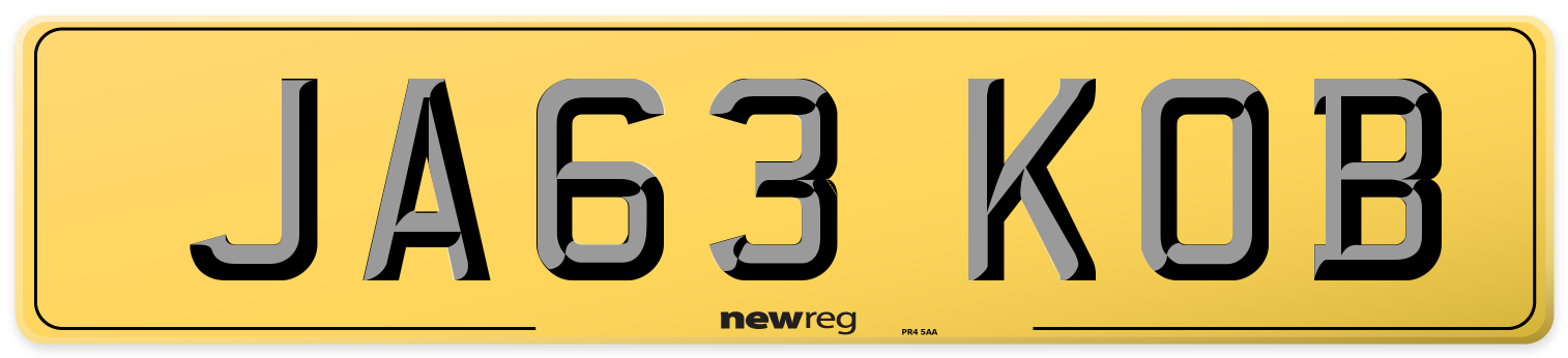 JA63 KOB Rear Number Plate