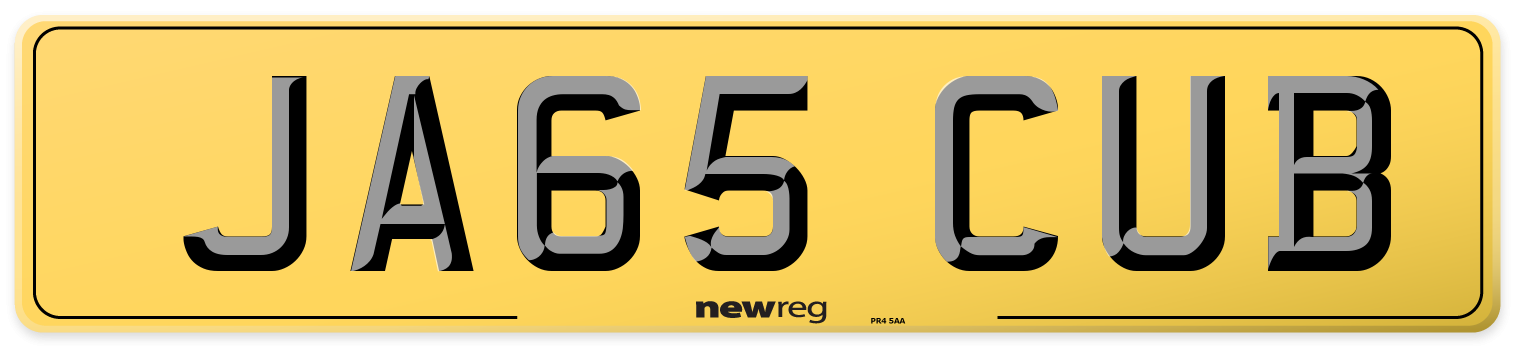 JA65 CUB Rear Number Plate