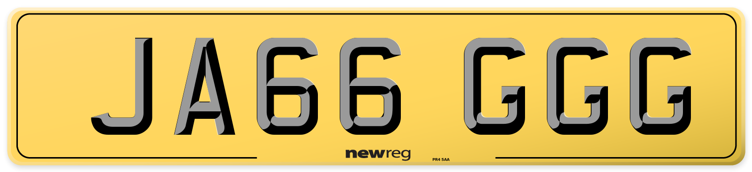 JA66 GGG Rear Number Plate