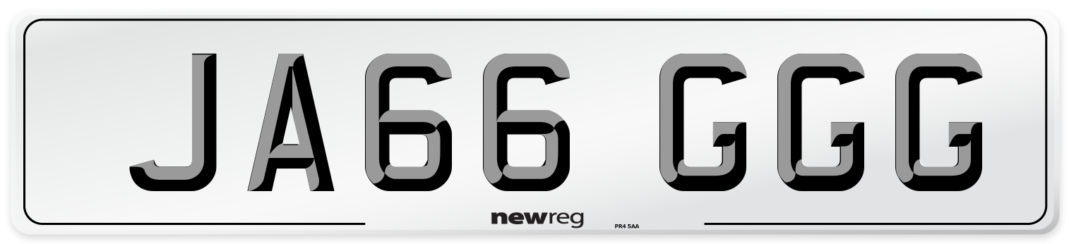 JA66 GGG Front Number Plate