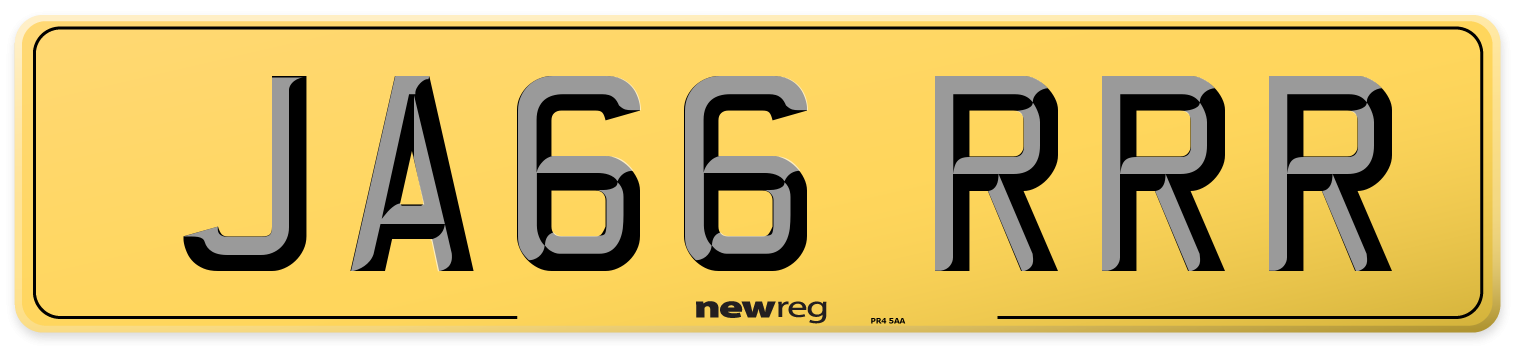 JA66 RRR Rear Number Plate