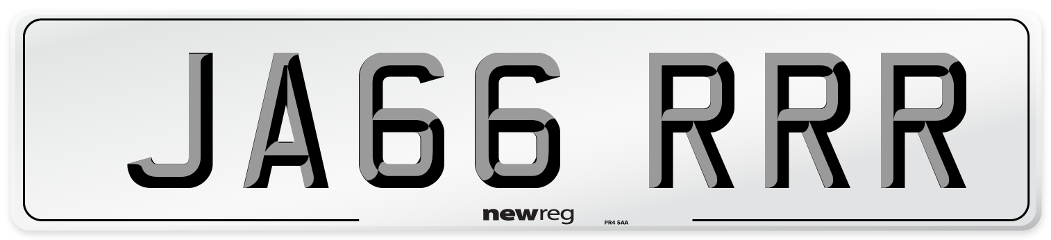 JA66 RRR Front Number Plate