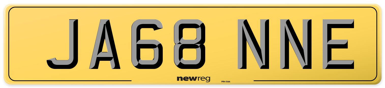 JA68 NNE Rear Number Plate