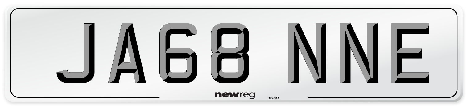 JA68 NNE Front Number Plate
