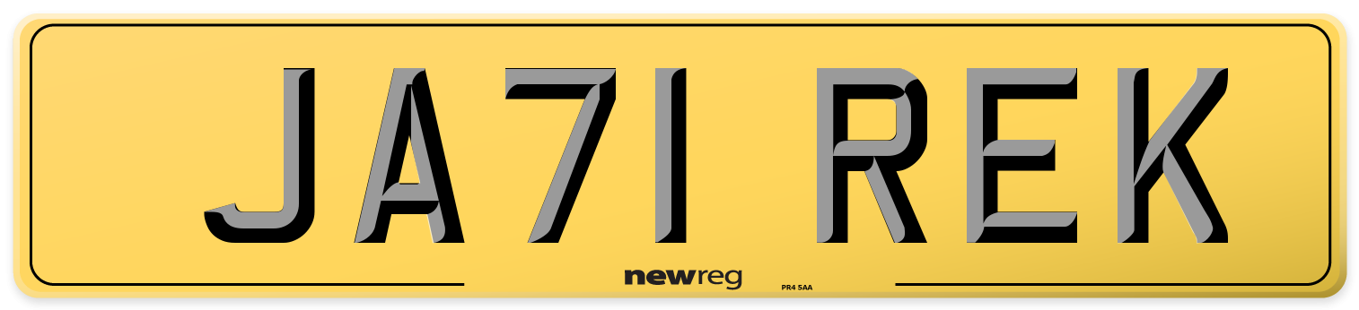 JA71 REK Rear Number Plate