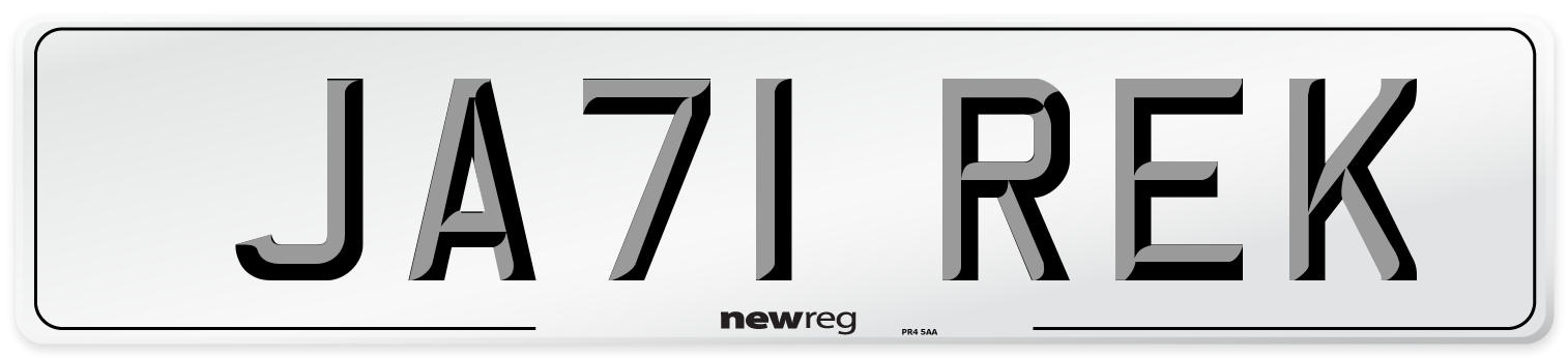 JA71 REK Front Number Plate
