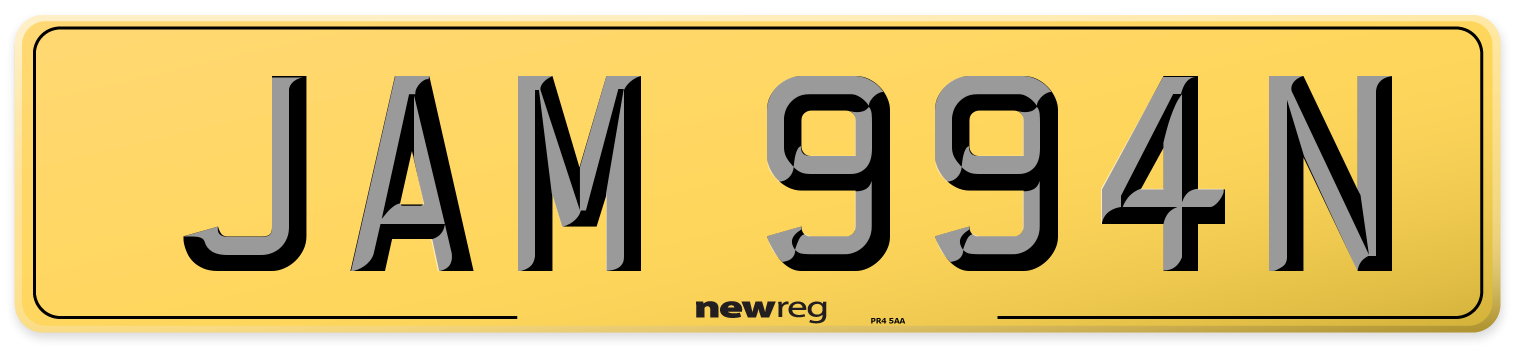 JAM 994N Rear Number Plate
