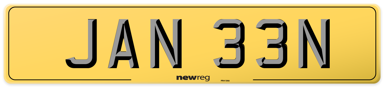 JAN 33N Rear Number Plate