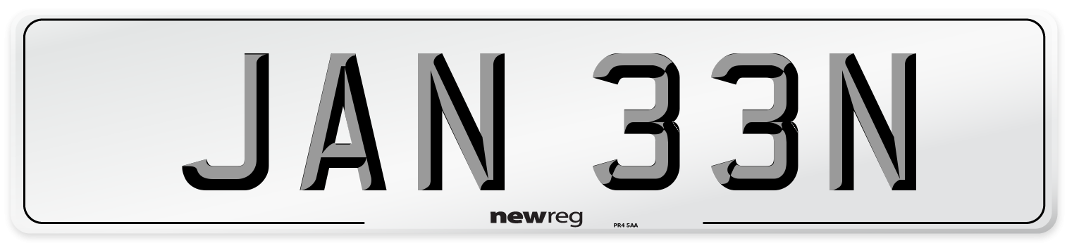 JAN 33N Front Number Plate
