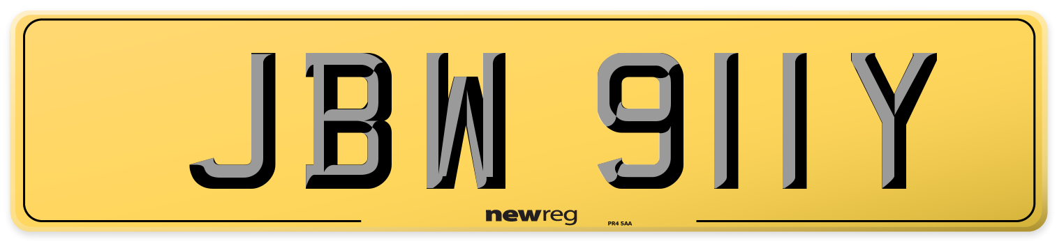 JBW 911Y Rear Number Plate
