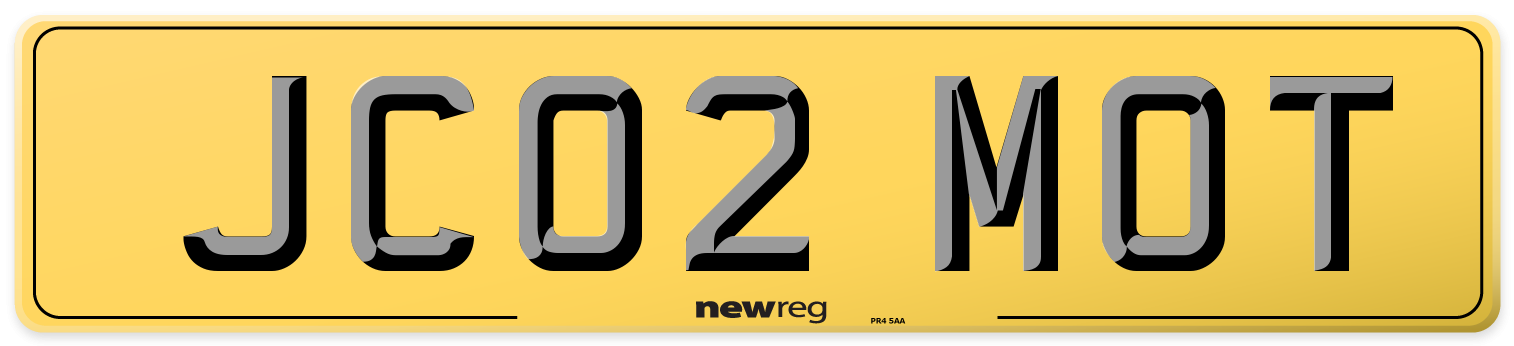 JC02 MOT Rear Number Plate