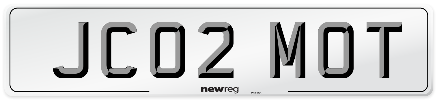 JC02 MOT Front Number Plate