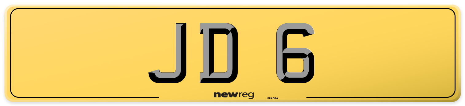JD 6 Rear Number Plate