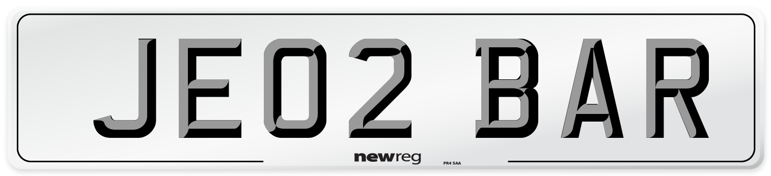 JE02 BAR Front Number Plate