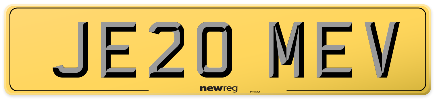JE20 MEV Rear Number Plate