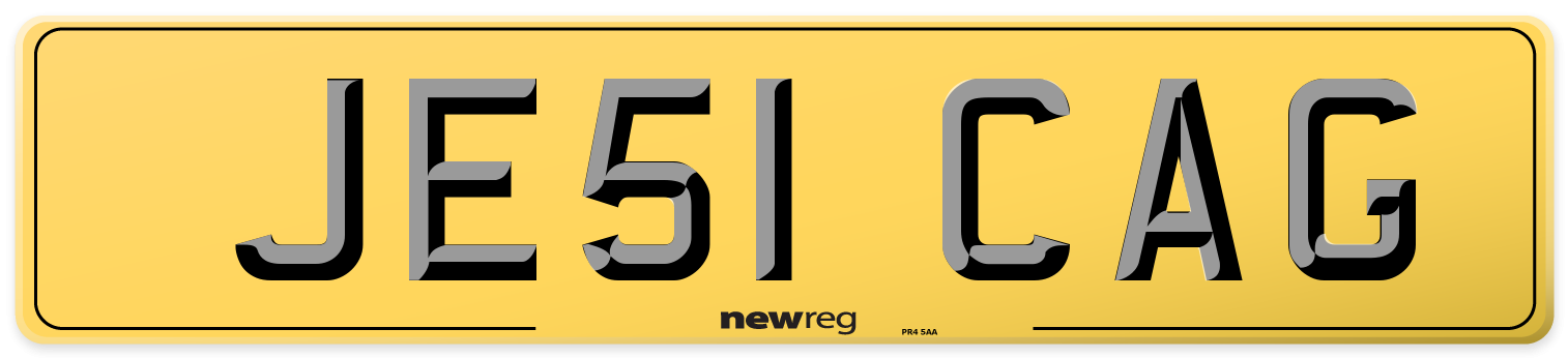 JE51 CAG Rear Number Plate
