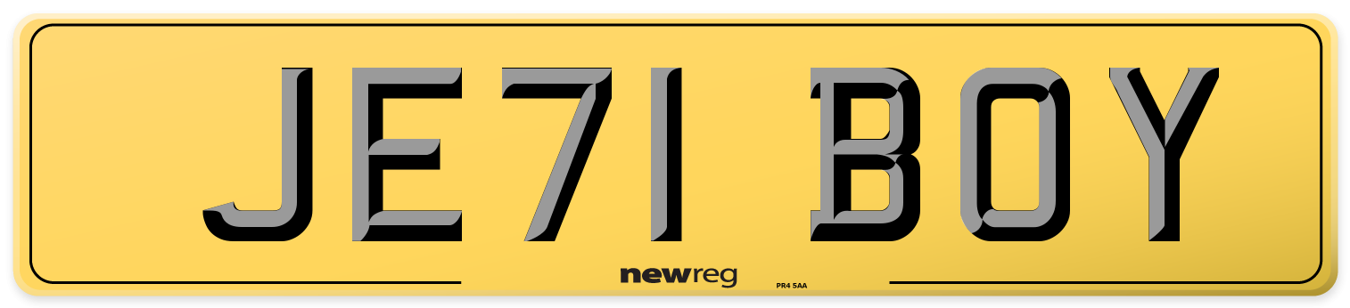 JE71 BOY Rear Number Plate