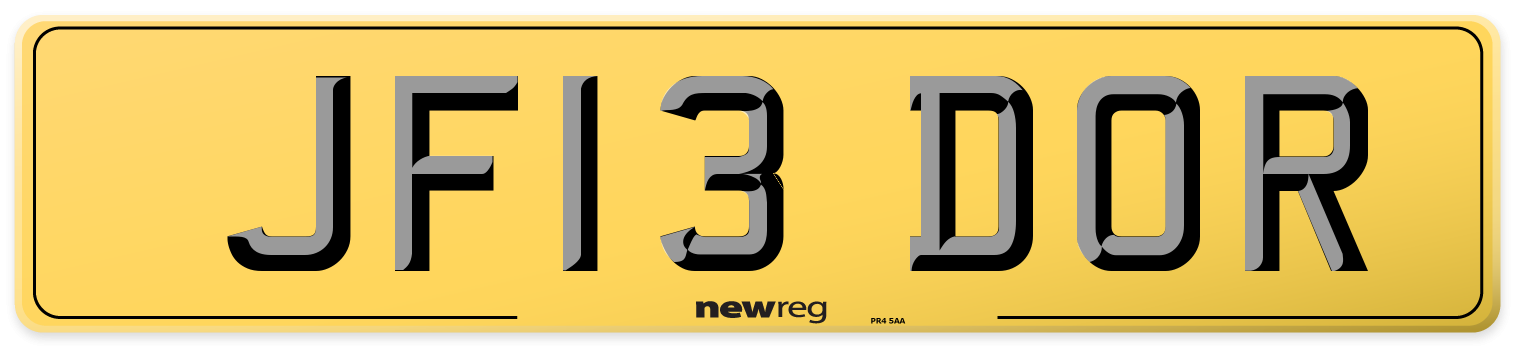 JF13 DOR Rear Number Plate