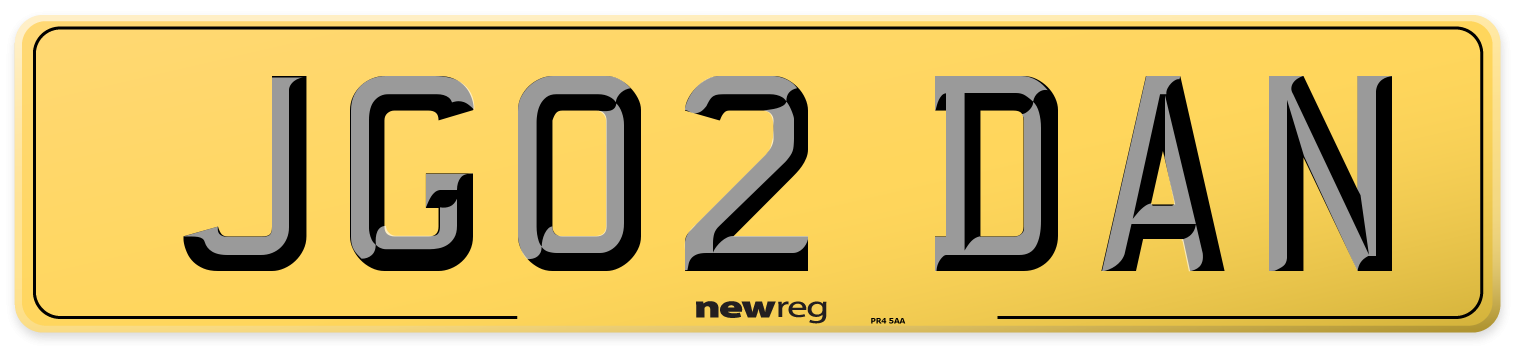 JG02 DAN Rear Number Plate