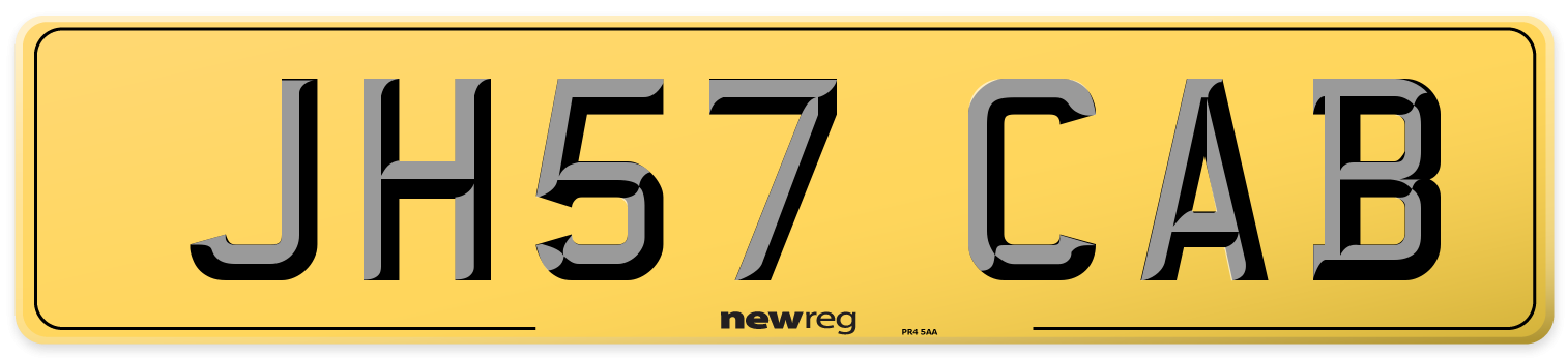 JH57 CAB Rear Number Plate