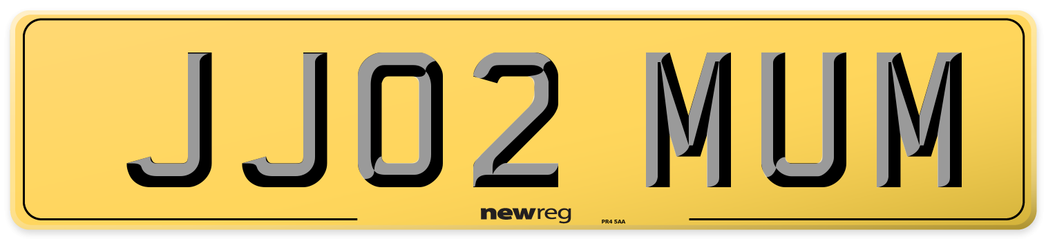 JJ02 MUM Rear Number Plate