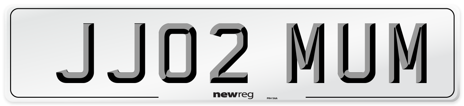 JJ02 MUM Front Number Plate