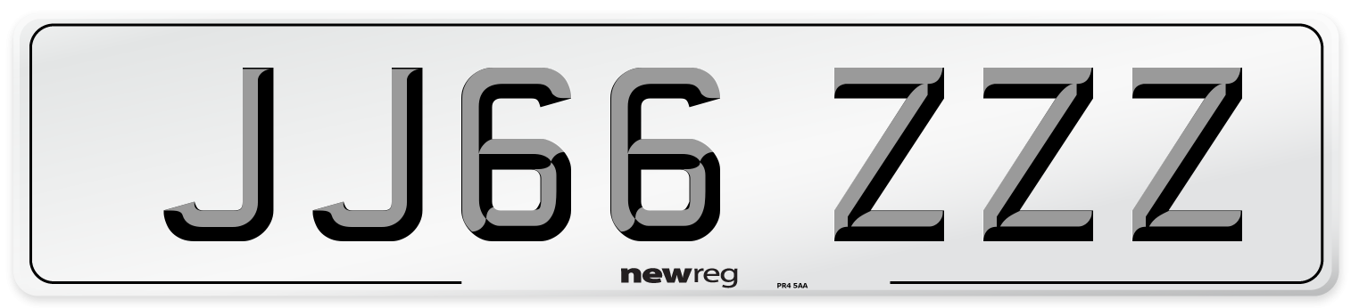 JJ66 ZZZ Front Number Plate