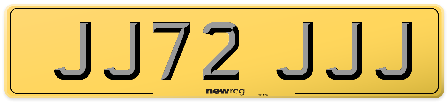 JJ72 JJJ Rear Number Plate