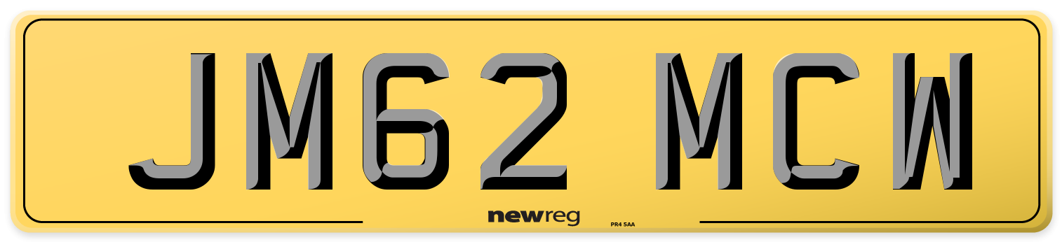 JM62 MCW Rear Number Plate