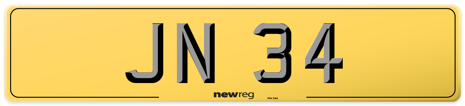 JN 34 Rear Number Plate