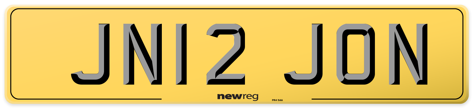 JN12 JON Rear Number Plate
