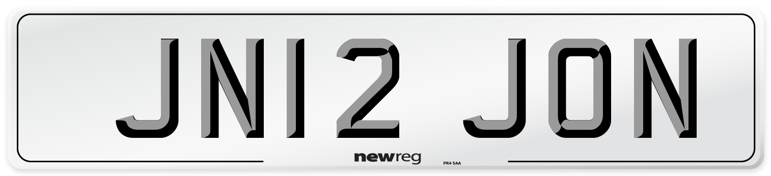 JN12 JON Front Number Plate