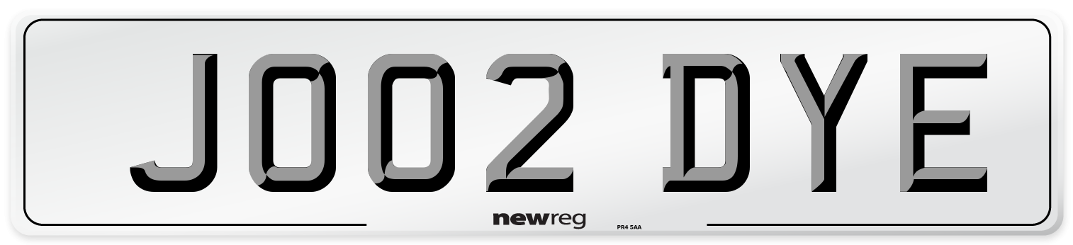 JO02 DYE Front Number Plate